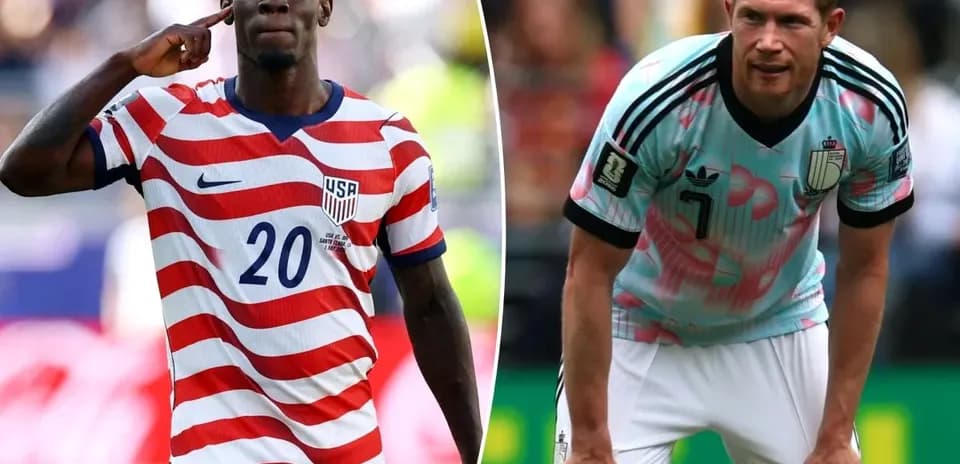 Jugadores de Estados Unidos y Bélgica en el partido
