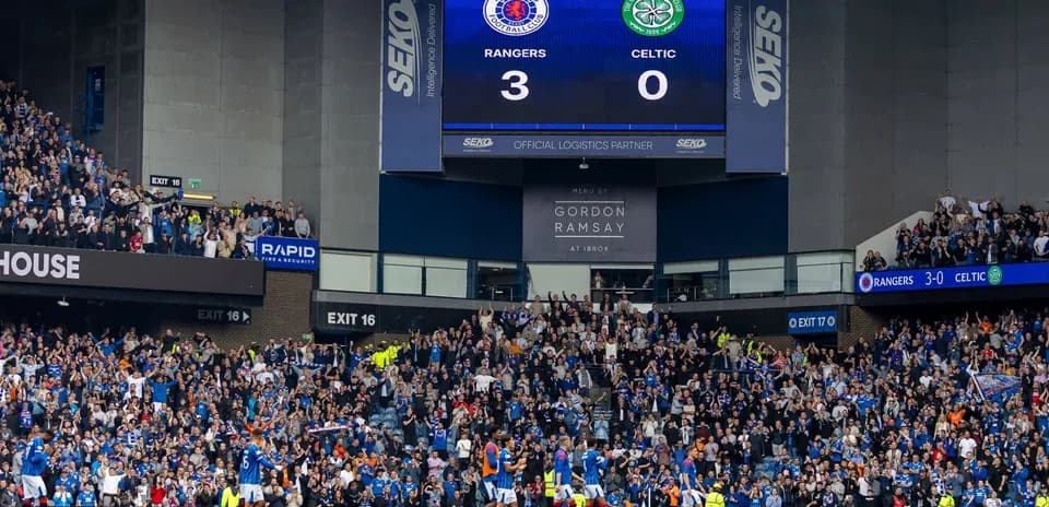 Marcador final Rangers 3, Celtic 0 en Ibrox