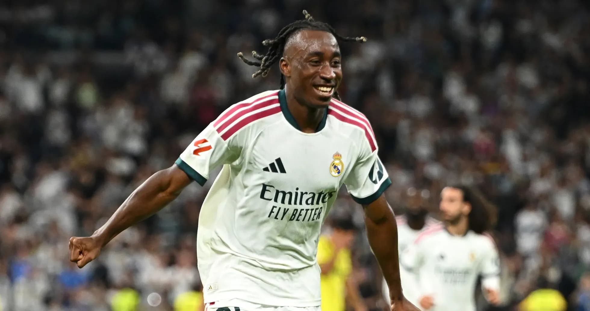 Jugador de Real Madrid celebrando un gol en el partido