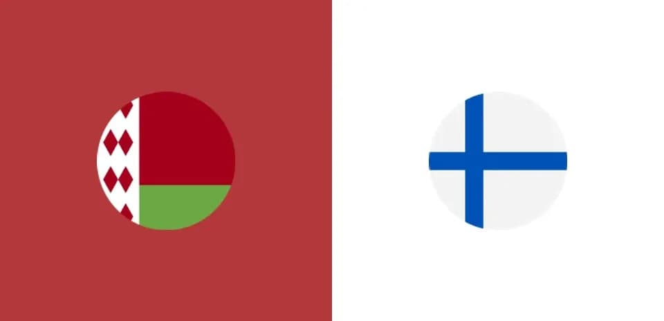 Banderas de Bielorrusia y Finlandia en fondo colorido