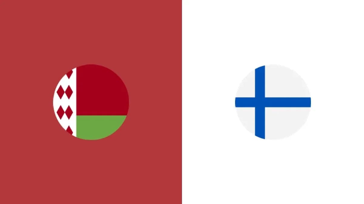 Banderas de Bielorrusia y Finlandia en fondo colorido