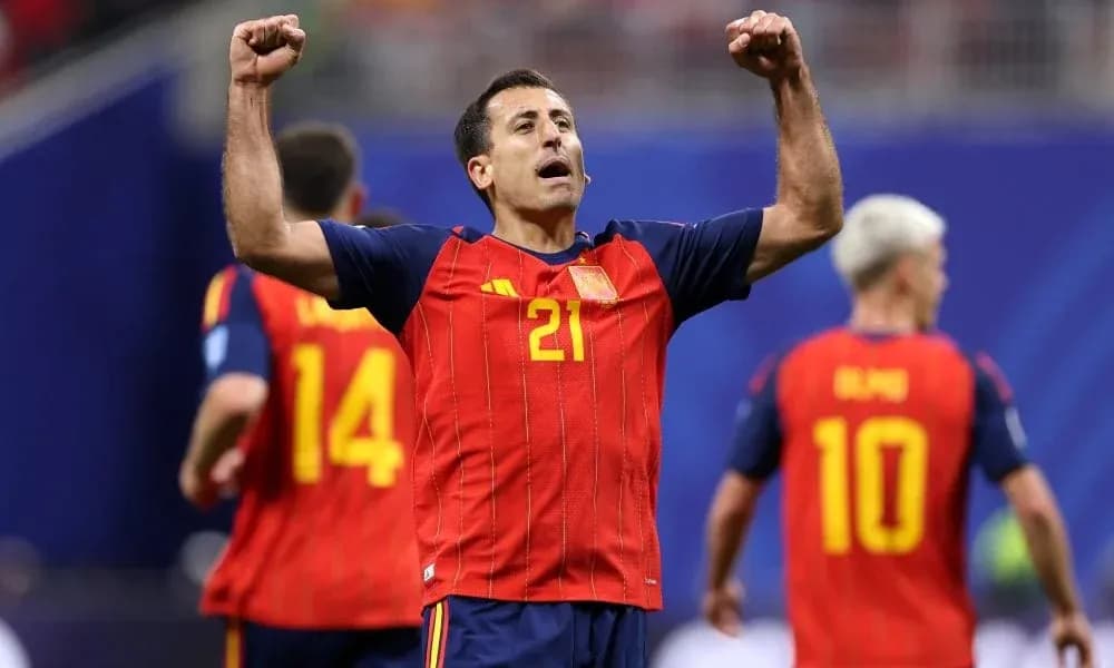 Jugador de España celebrando un gol en partido