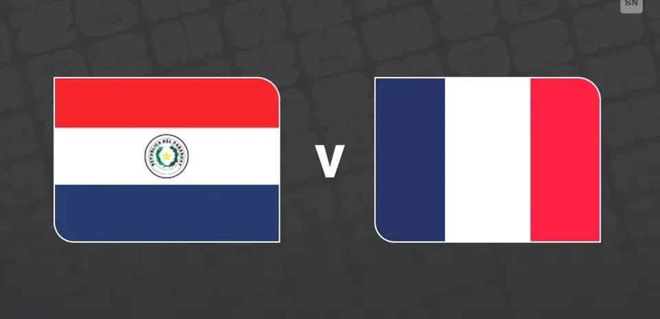 Banderas de Paraguay y Francia para el partido