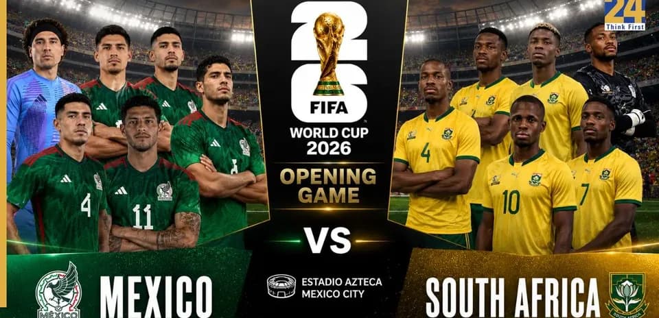 Jugadores de México y Sudáfrica en el Mundial