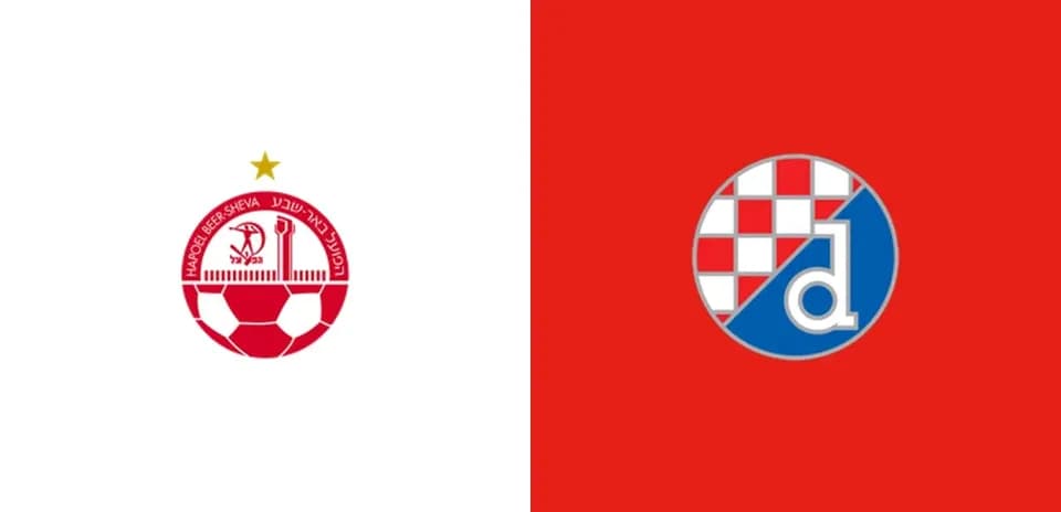 Escudos de equipos de fútbol Hapoel Be'er Sheva y Dinamo Zagreb