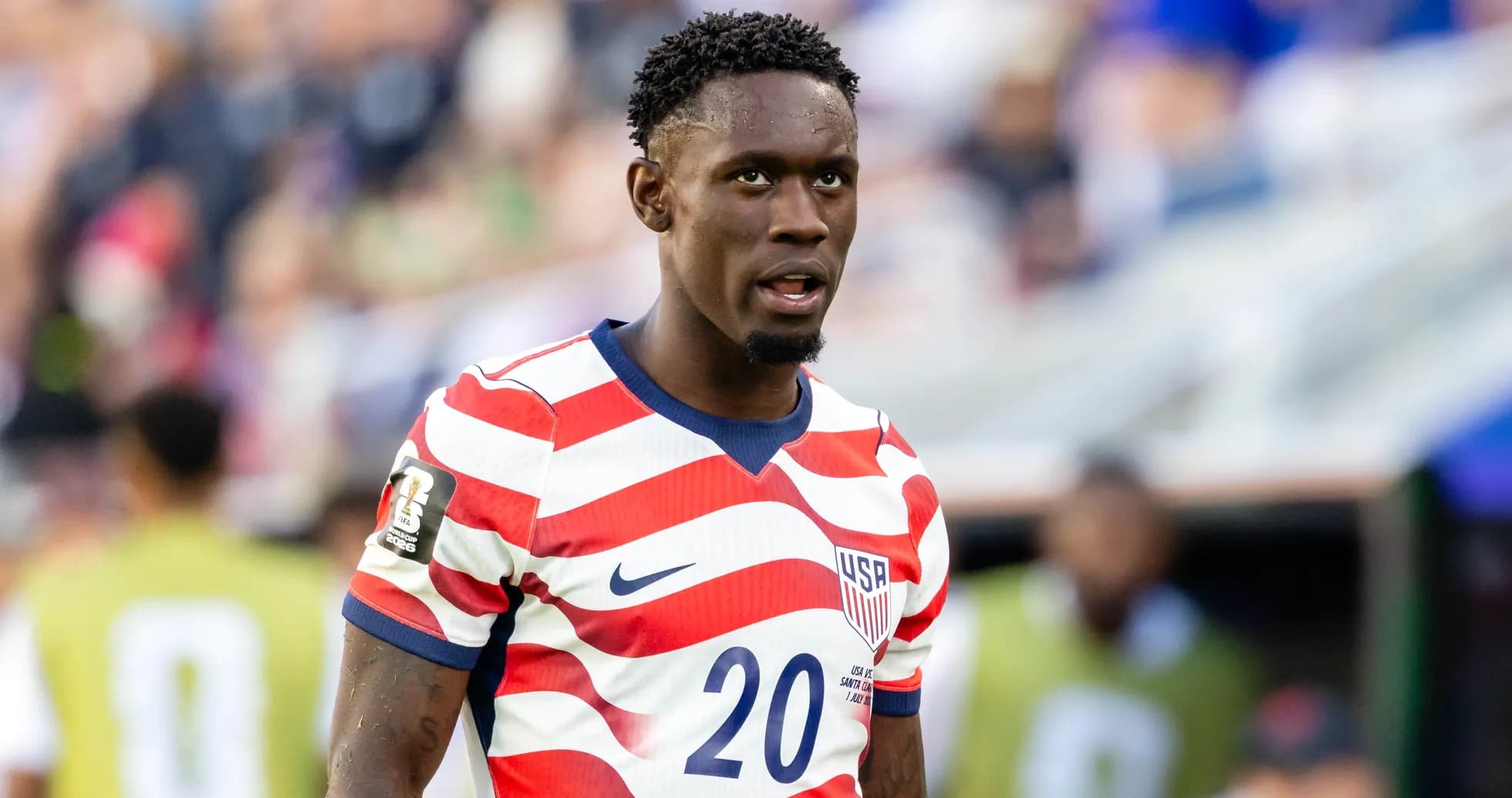 Jugador de Estados Unidos en partido de fútbol