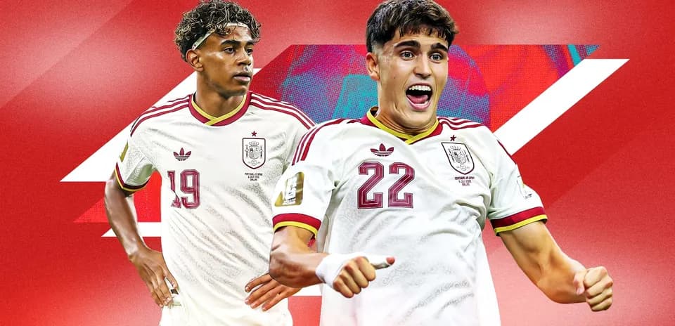 Jugadores de España en fondo rojo celebrando