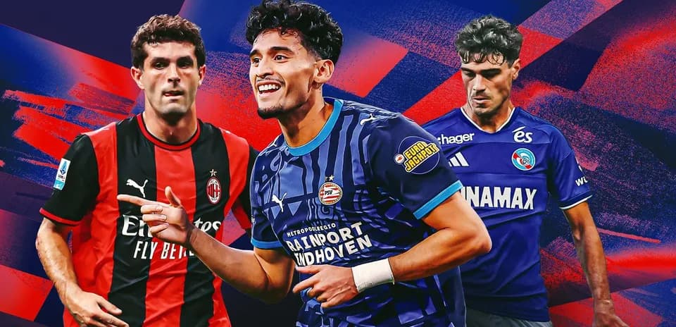Tres jugadores de fútbol en fondo colorido