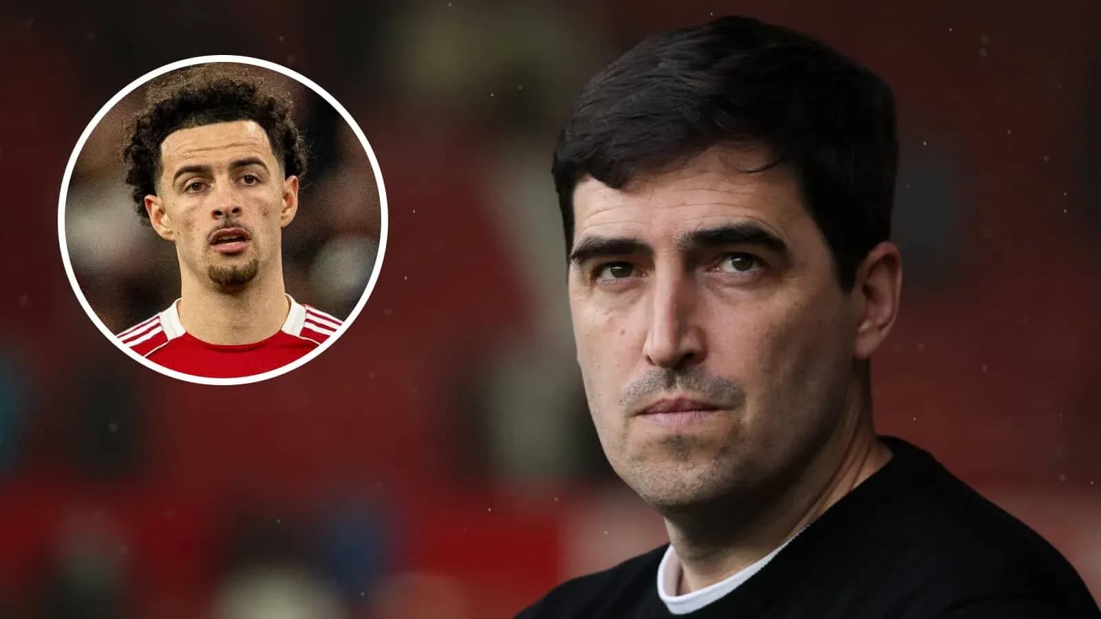 Entrenador mirando a la cámara con jugador en círculo
