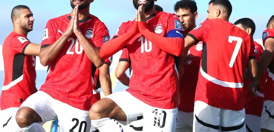 Jugadores de Egipto celebrando antes del partido