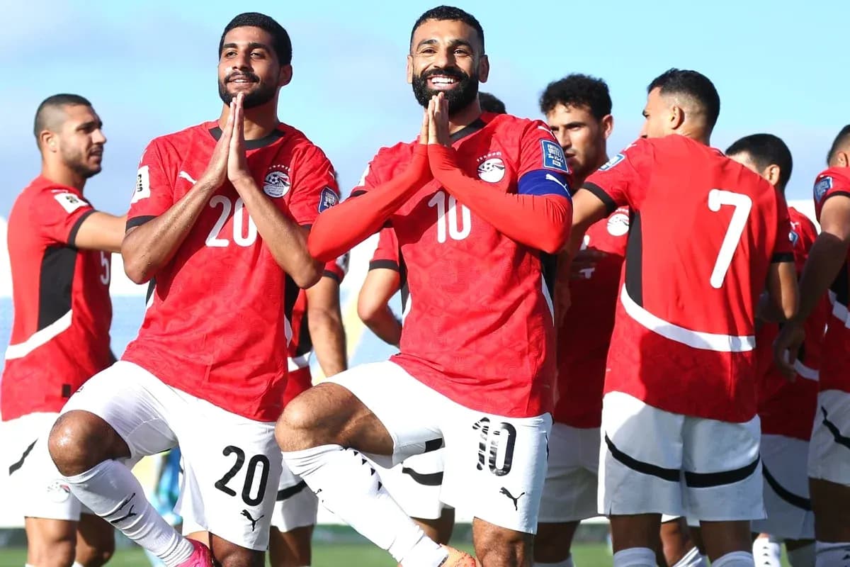 Jugadores de Egipto celebrando antes del partido
