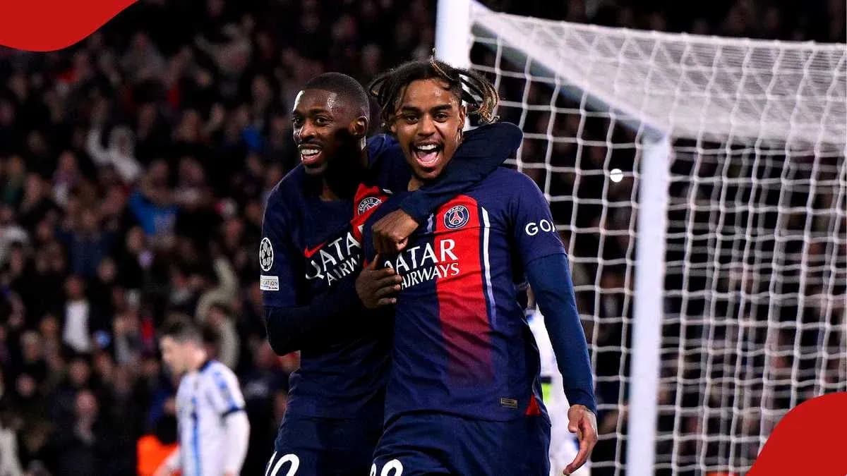 Jugadores de PSG celebrando un gol en el partido