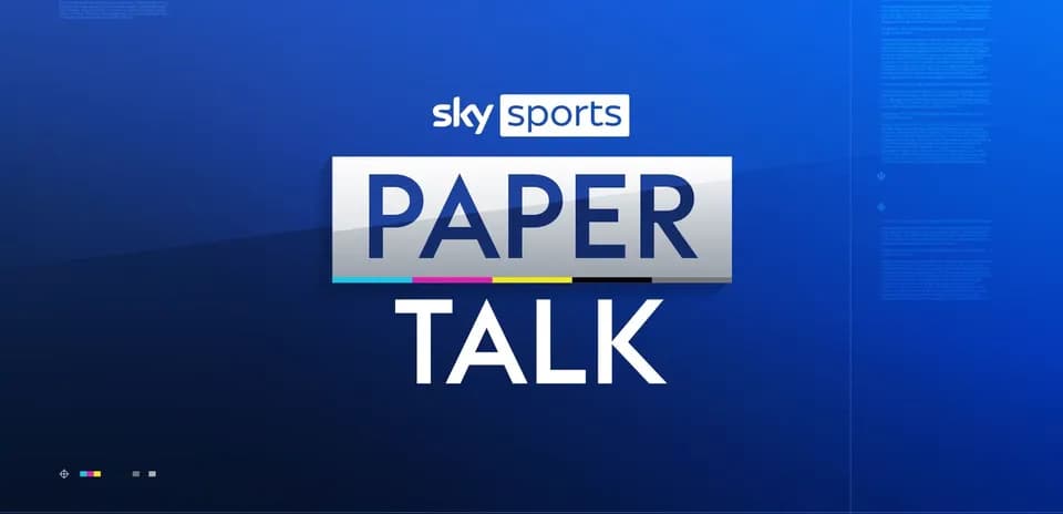 Logo de Sky Sports Paper Talk sobre fondo azul