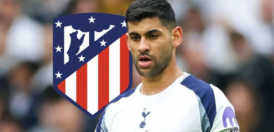 Jugador de Tottenham con escudo del Atlético de Madrid