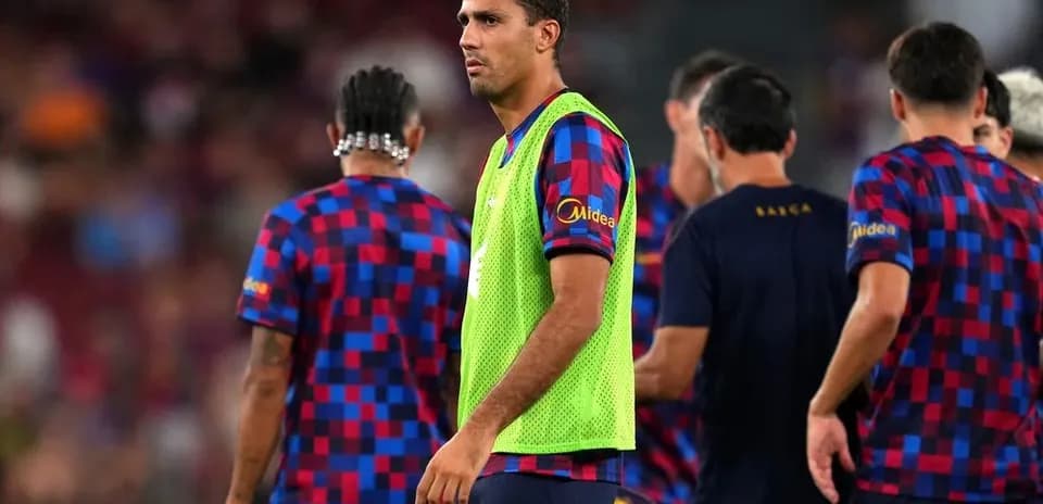 Jugador de Barcelona en sesión de calentamiento