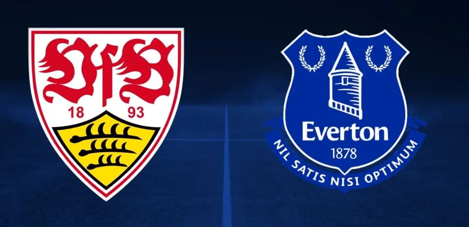 Logos de VfB Stuttgart y Everton en fondo oscuro