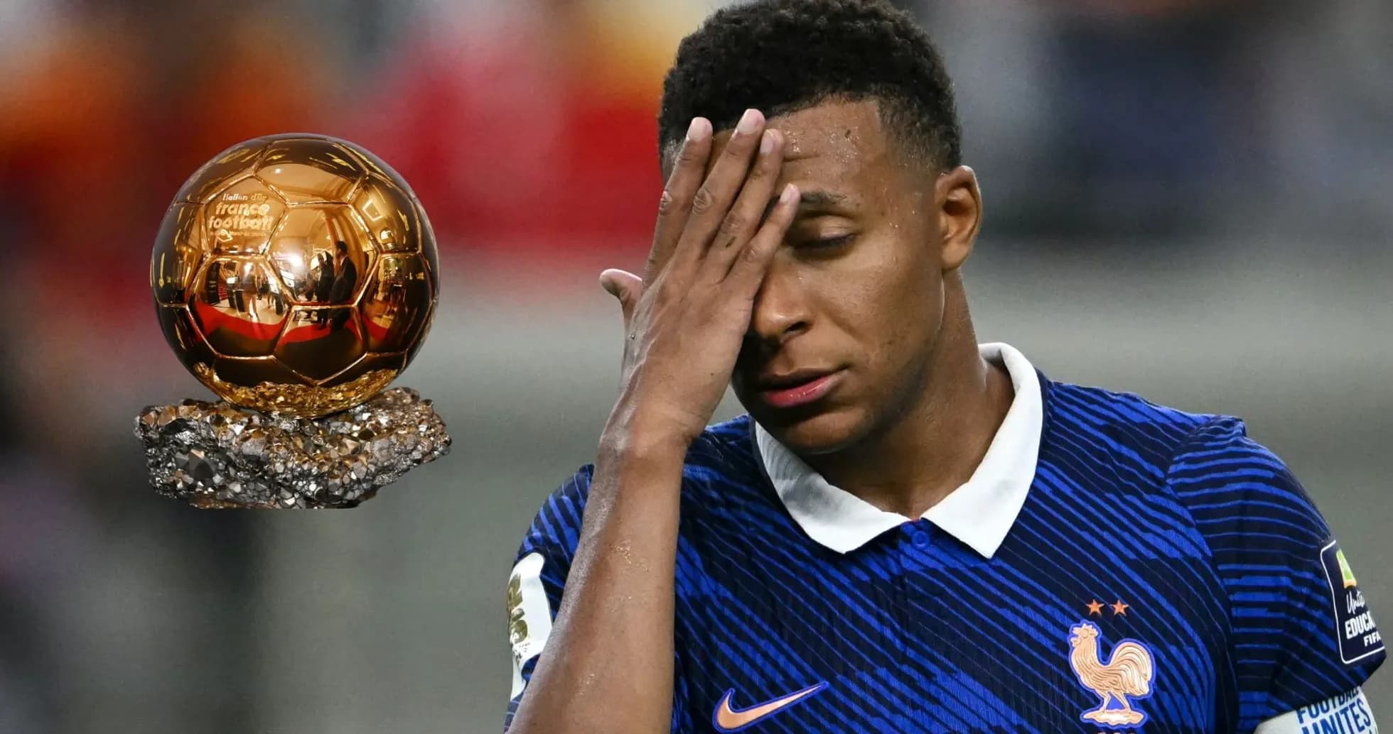 Jugador de Francia con Balón de Oro en el fondo