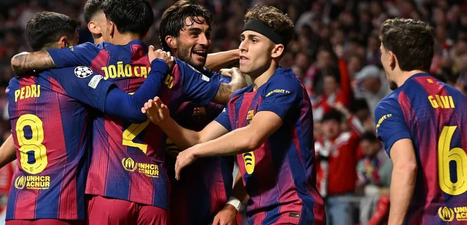 Jugadores del Barcelona celebrando un gol en partido