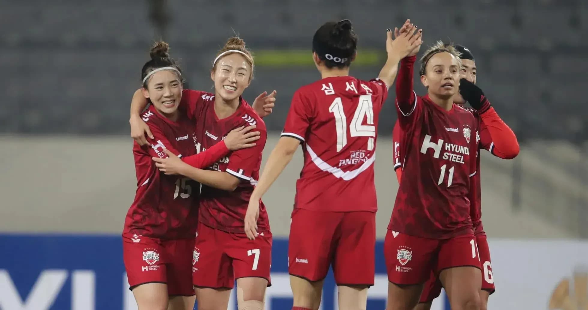 Jugadoras del Incheon Red Angels celebrando un gol