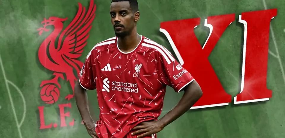 Jugador de Liverpool posando en uniforme rojo