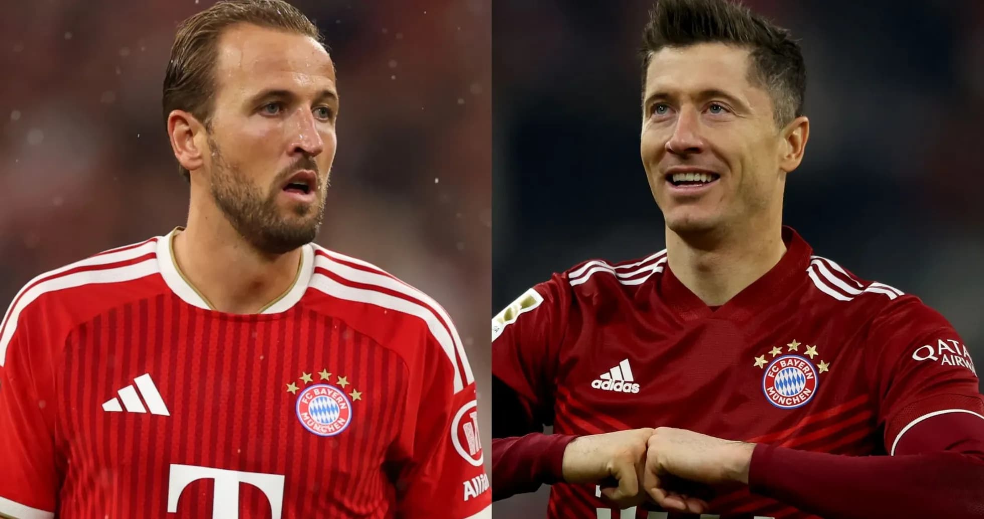 Harry Kane y Robert Lewandowski en uniforme de Bayern