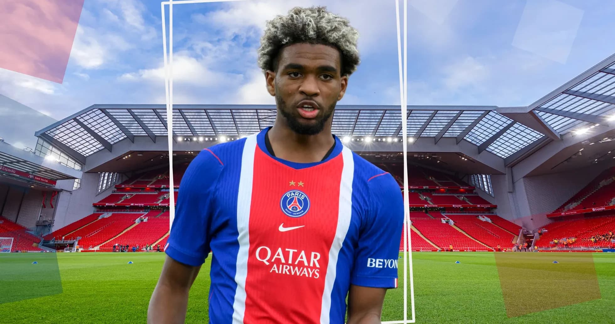 Jugador de PSG en el estadio Anfield