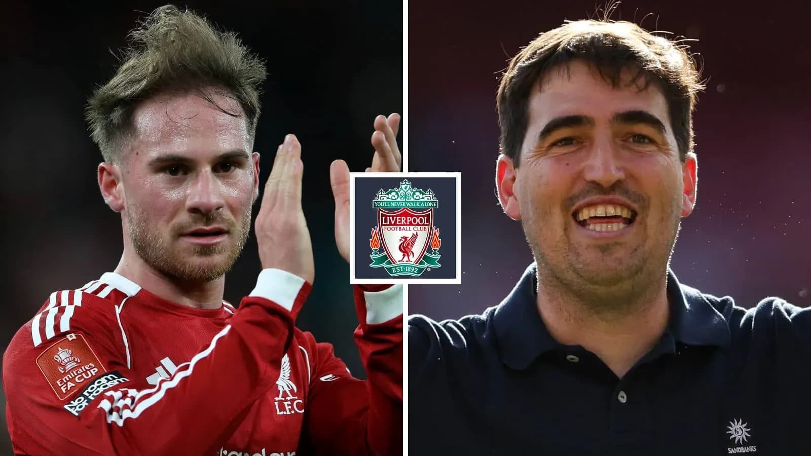 Dos jugadores de Liverpool, uno aplaudiendo y otro sonriendo