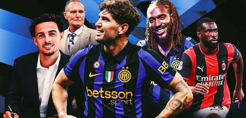Jugadores de Inter y Milan en fondo gráfico
