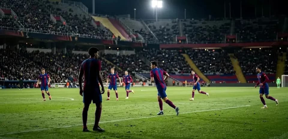 Jugadores del FC Barcelona en acción durante partido