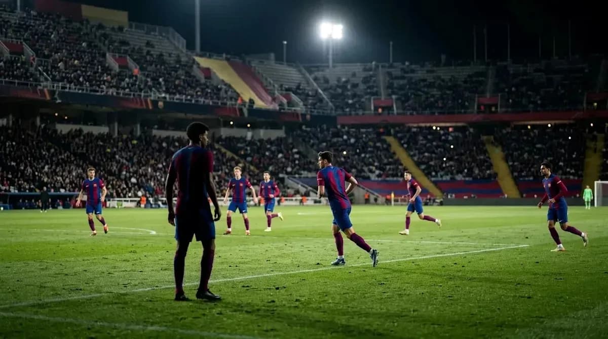 Jugadores del FC Barcelona en acción durante partido