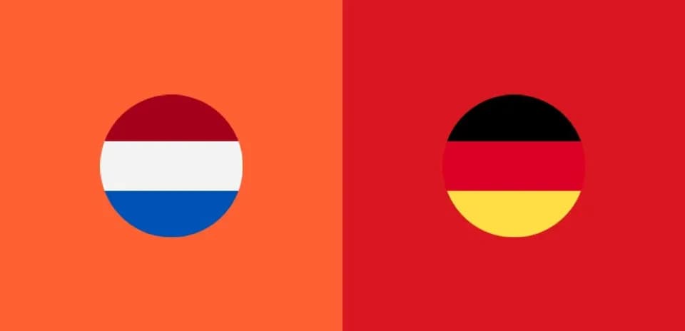 Banderas de los Países Bajos y Alemania en círculos