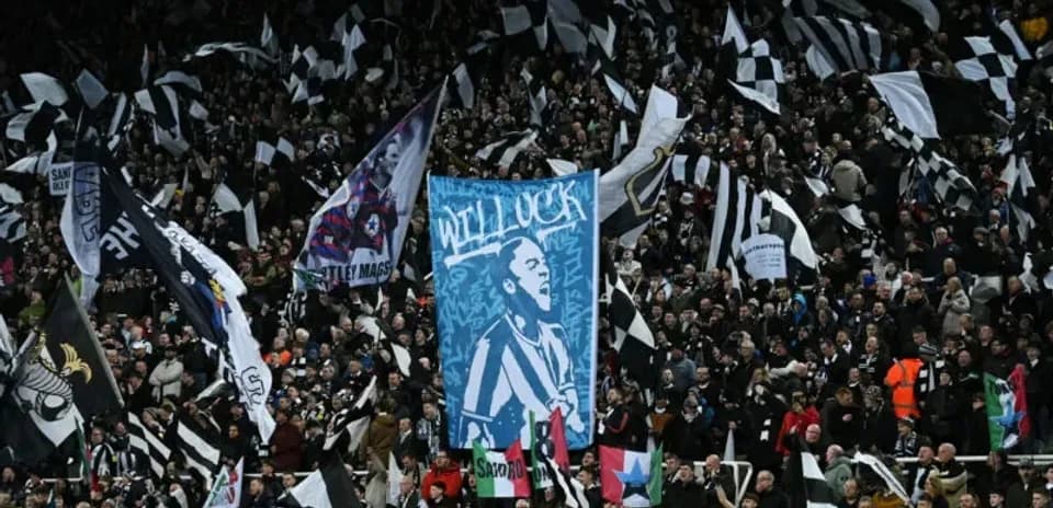 Aficionados ondeando banderas en el estadio