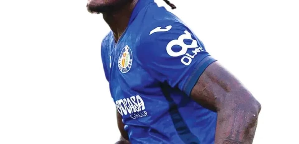 Jugador de Getafe celebrando un gol en partido