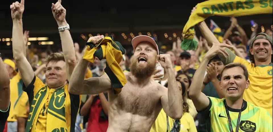 Aficionados australianos animando en el estadio