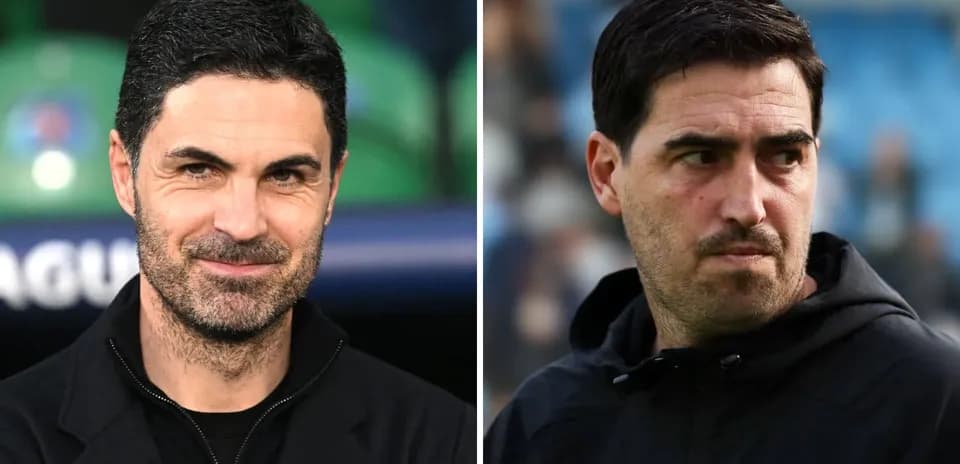 Entrenadores de fútbol en dos retratos separados