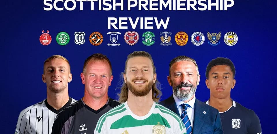 Jugadores y entrenadores de la Scottish Premiership posando juntos