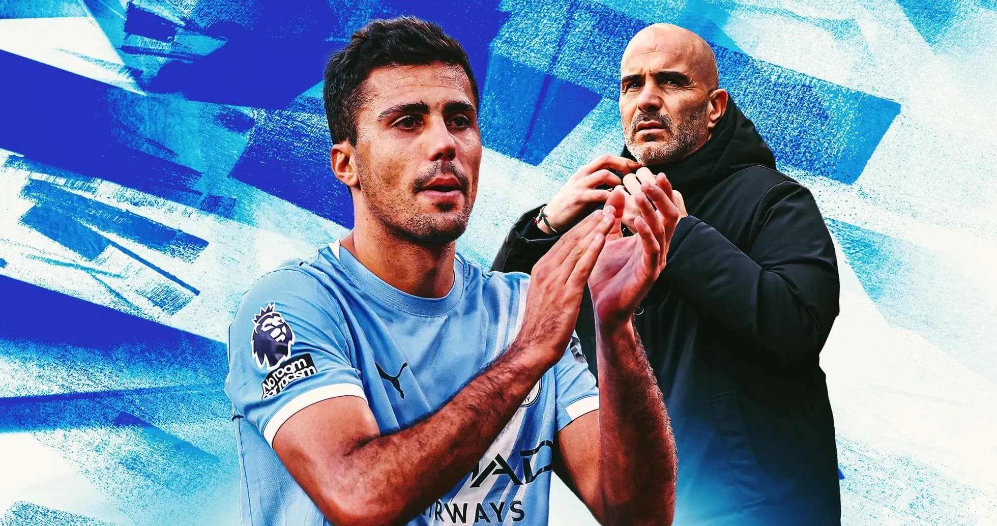 Jugador aplaudiendo con entrenador en segundo plano