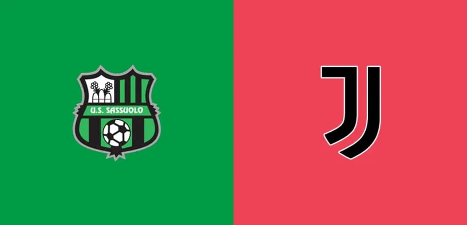 Logos de U.S. Sassuolo y Juventus en fondo colorido