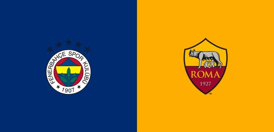 Logos de Fenerbahçe y Roma en fondo colorido