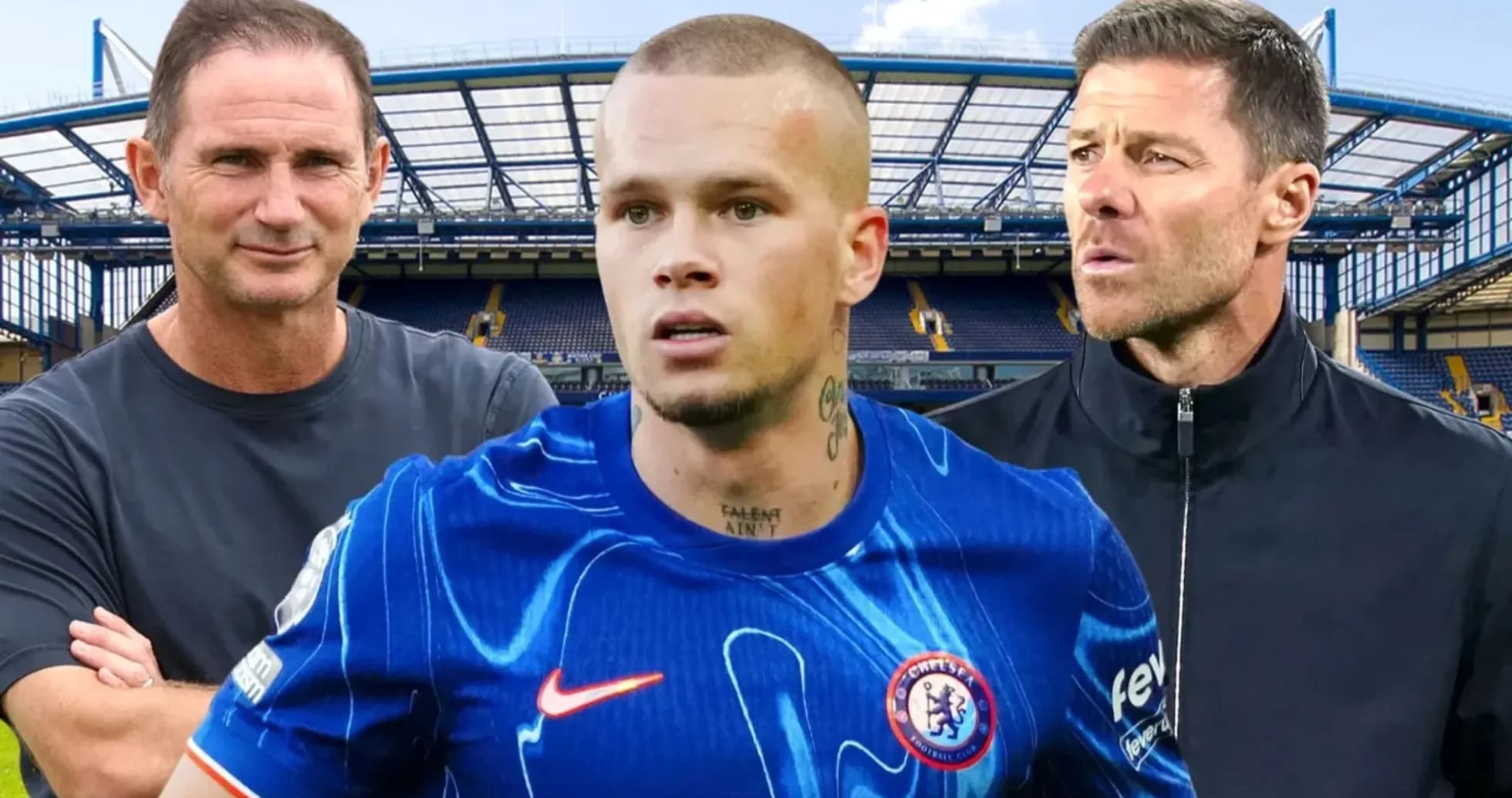 Jugadores y entrenadores en el estadio de Chelsea