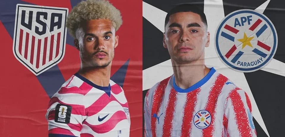 Jugadores de Estados Unidos y Paraguay en uniforme