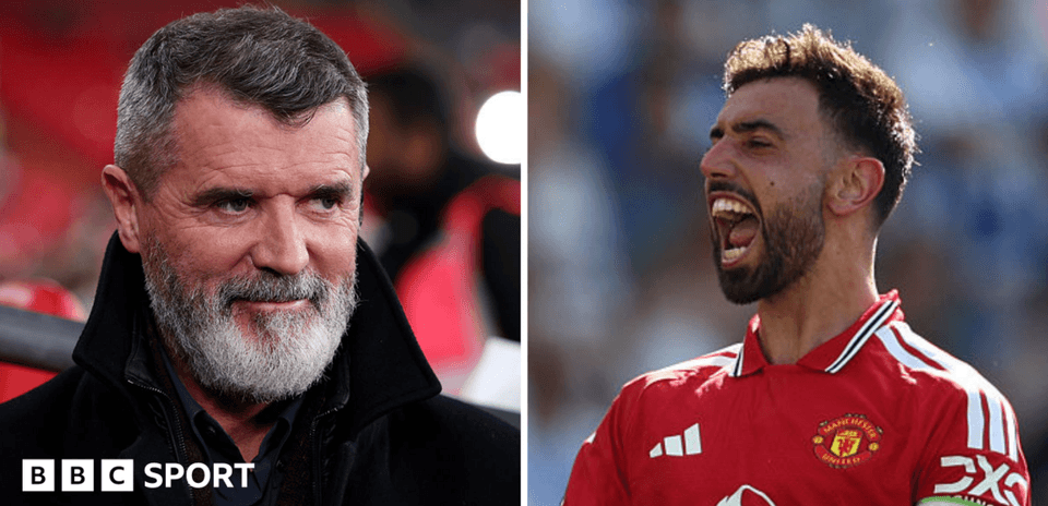Roy Keane y Bruno Fernandes en eventos distintos