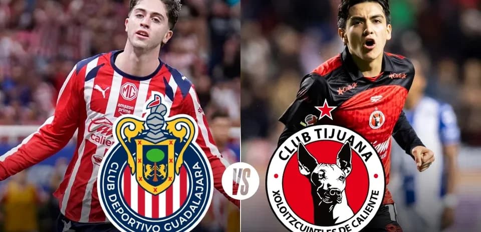 Jugadores de Chivas y Tijuana en el partido