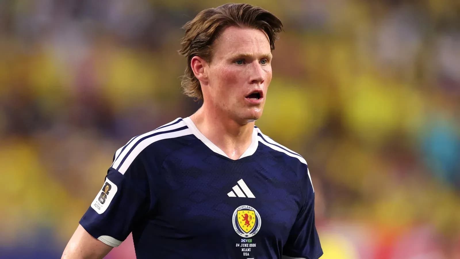 Jugador de Escocia en acción durante el partido