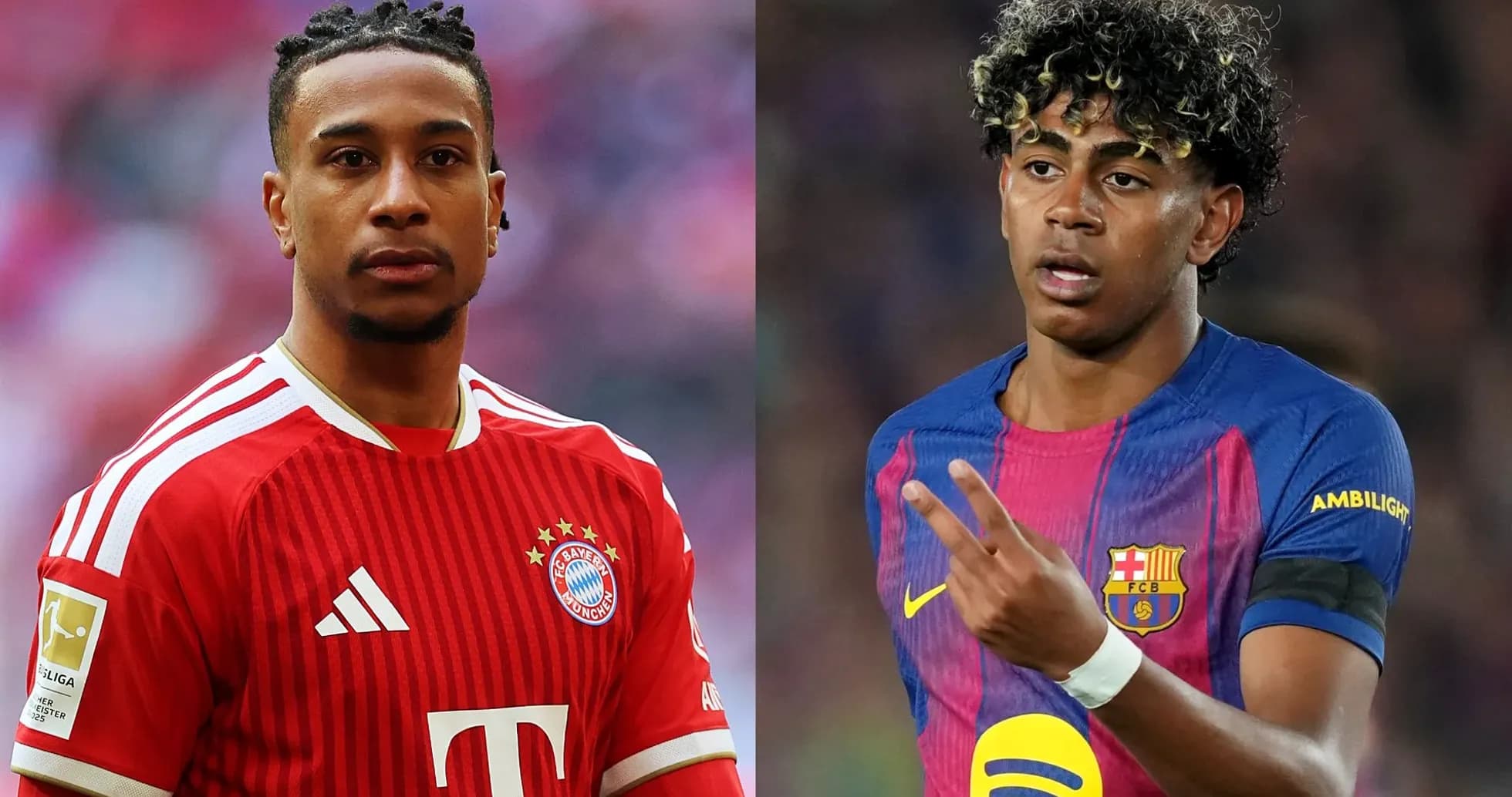 Jugadores de Bayern y Barcelona en el campo
