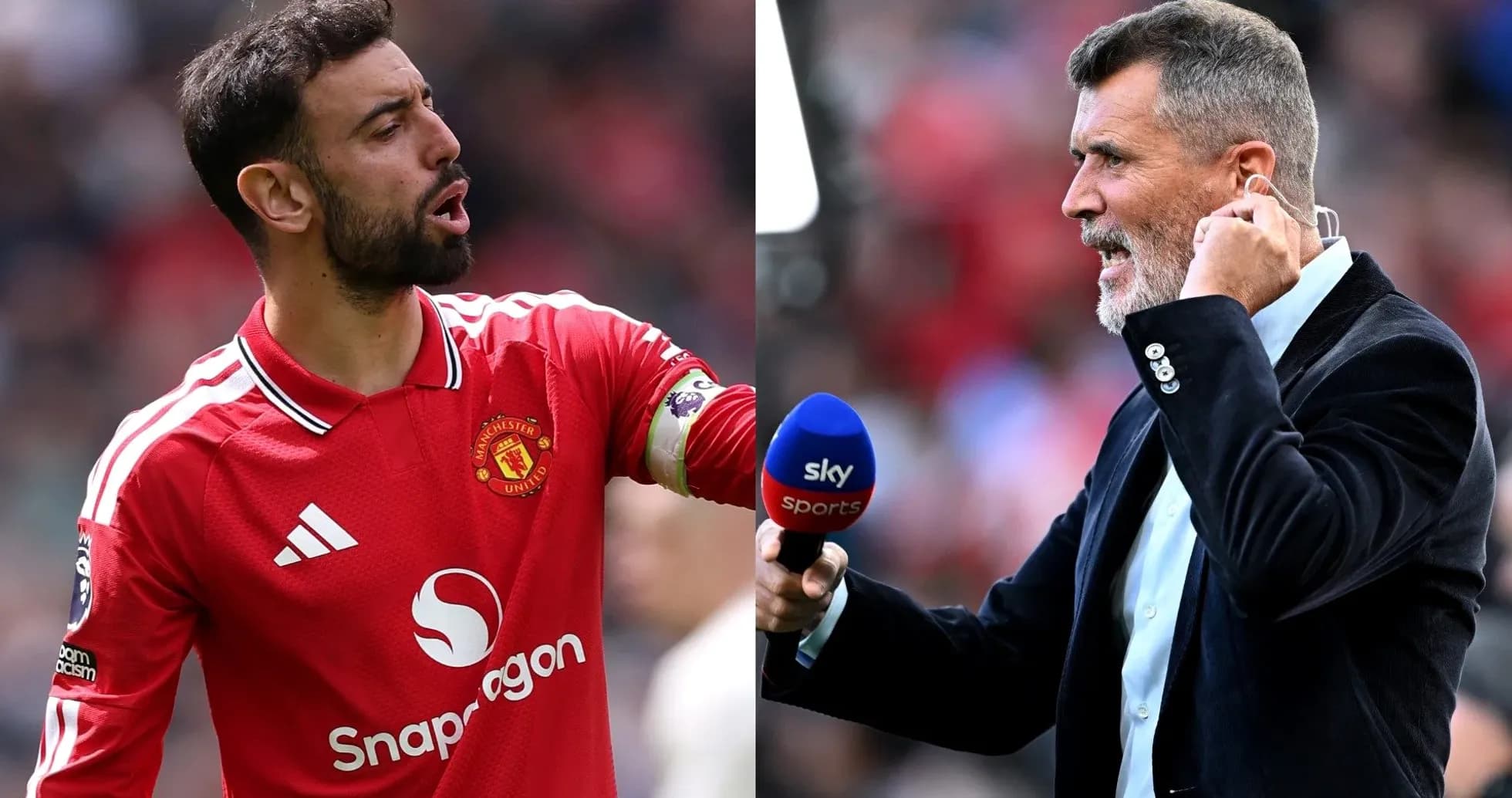 Bruno Fernandes y Roy Keane en evento deportivo