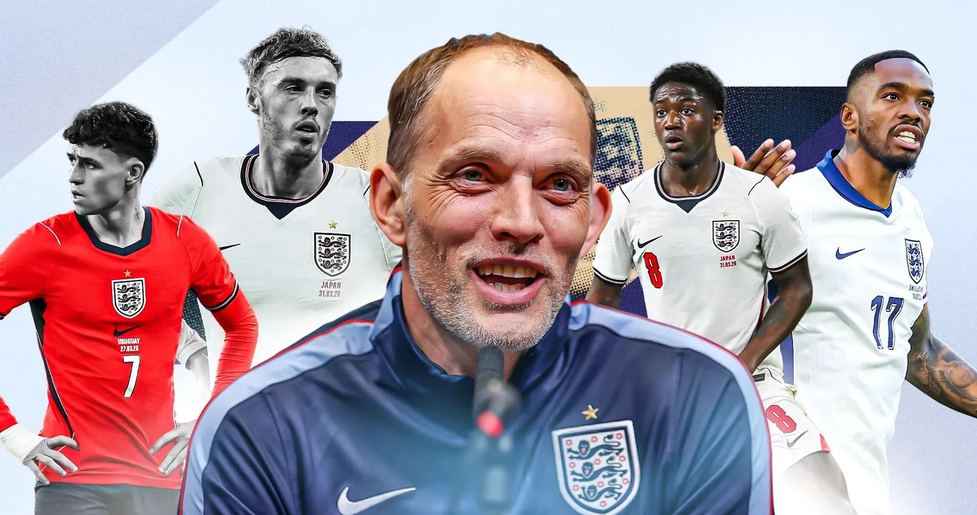 Entrenador y jugadores de Inglaterra en presentación