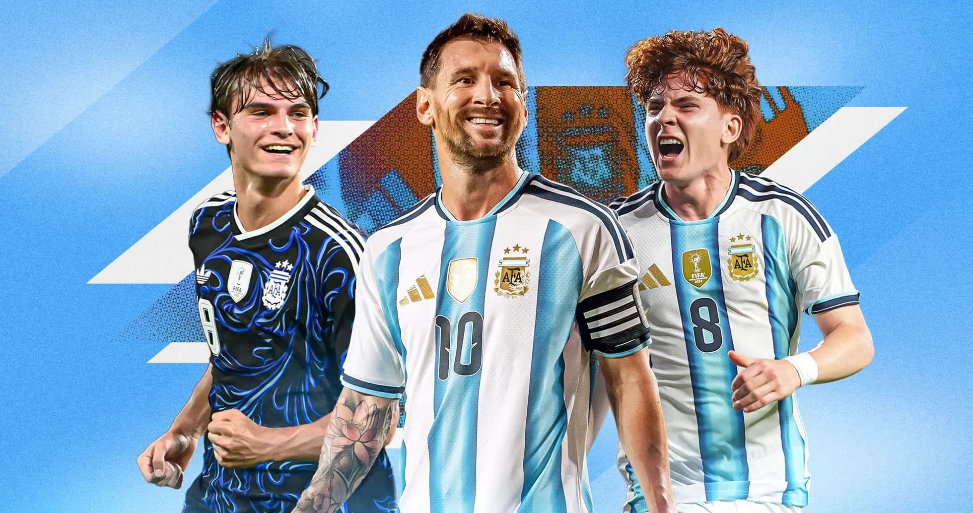 Jugadores de Argentina celebrando en fondo azul