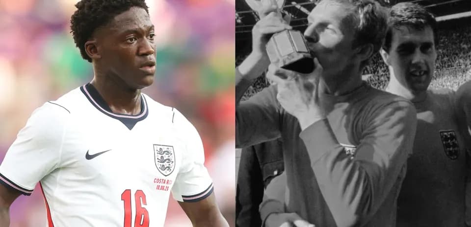 Jugador de Inglaterra y celebración de la Copa del Mundo