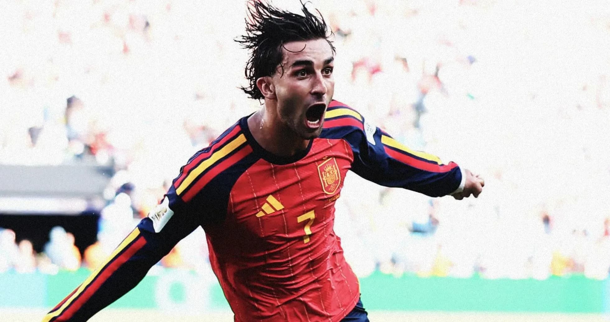 Jugador de España celebrando un gol en partido